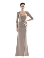 MARSONI COLORS MOTHER OF THE BRIDE/GROOM GOWN TAUPE BEADED SIZE 18/20