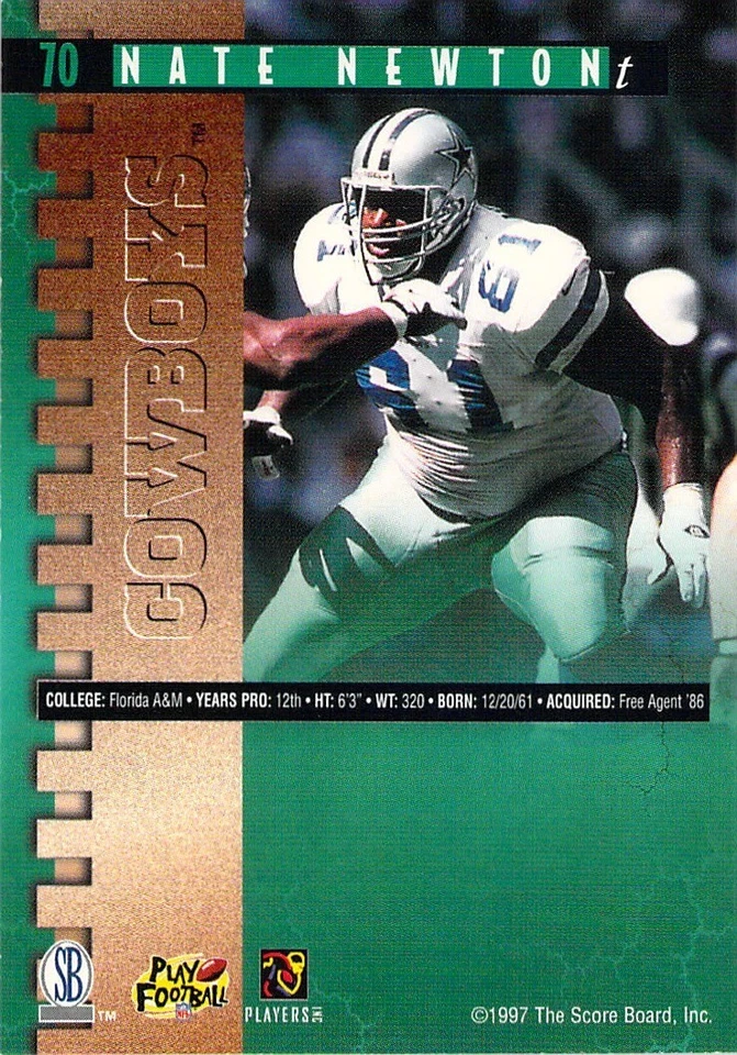 Nate Newton 1997 Score Board Pro Line Football Card #70 Dallas Cowboys NFL - Image 2 of 2