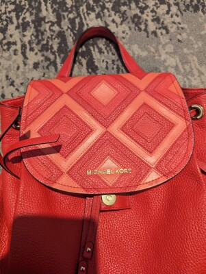 Michael Kors Riley Backpack Pebble Leather Dark Sangria 12 