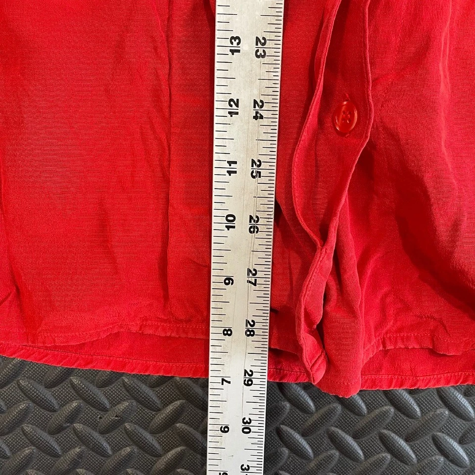 Camisa Henri Bendel New York 100% Seda Roja Abotonada Manga Larga Ropa Informal 10 Foto 4 de 4