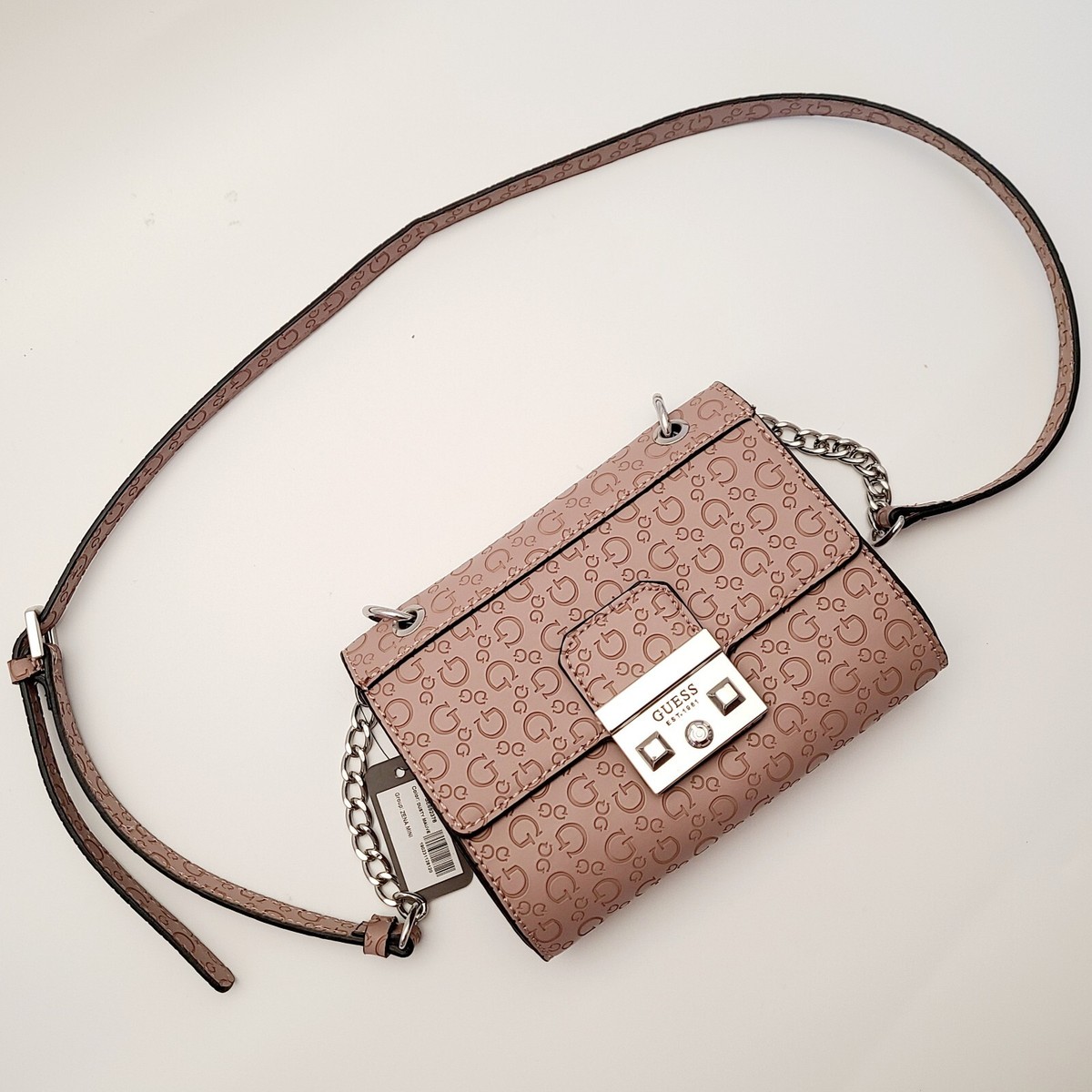 Guess G Logo Purse Cross Body Shoulder Hand Bag Dusty Mauve