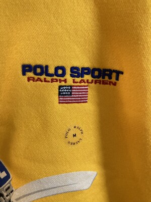Polo Sport Ralph Lauren Motocross Print Hoodie Yellow Men Sz