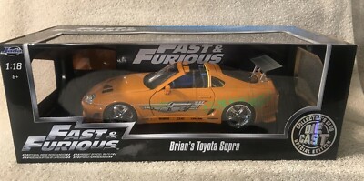 JADA 1:18 FAST & FURIOUS BRIAN'S TOYOTA SUPRA DIE-CAST ORANGE NIB