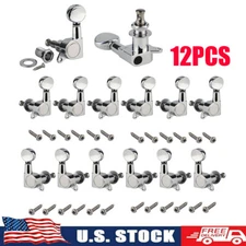 12pcs Left Right Handed Guitar Tuning Pegs Machine Head Tuners Chrome Button USA
