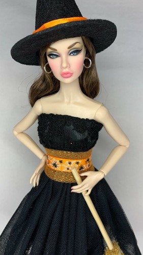 Eledoll Clothes Halloween Doll Fashion Pack Black Dress Witch Hat Boots Broom - Picture 4 of 10