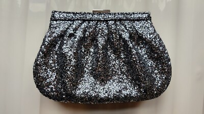 Ladies Miss KG Black Glitter Clutch New UK