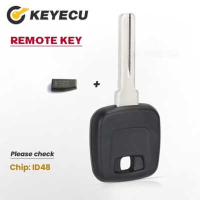 Fit Volvo S60 S80 V70 XC70 XC90 2003-2011 Transponder Fob ID48 Chipped Key Blank