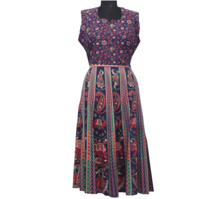 chinese dress ladies White Printed Cotton Maxi Dress with Three-Quarter Elasticated Sleeves main image 0
