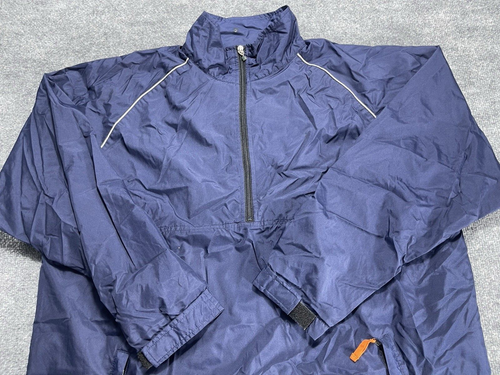 Prospirit Windbreaker Jacket Mens Blue Long Sleeves Monk Neck Large Pockets - Picture 3 of 14
