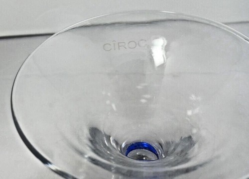 Ciroc Vodka Martini Cocktail 5” Glass Blue Bubble Base 8 oz Hand Blown Tapered - Picture 4 of 8