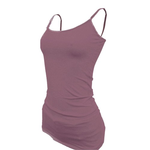 (Bozzolo) Plain Long Tank Top w/Spaghetti Straps Cotton Cami Junior Size S M L - Picture 69 of 78
