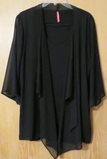 Ruby Ribbon Womens V-Neck Black Mini Dress Size Medium 3/4 Sleeve
