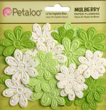 Petaloo Mulberry "Embossed Daisies in Chartreuse x 24 " 1314-019