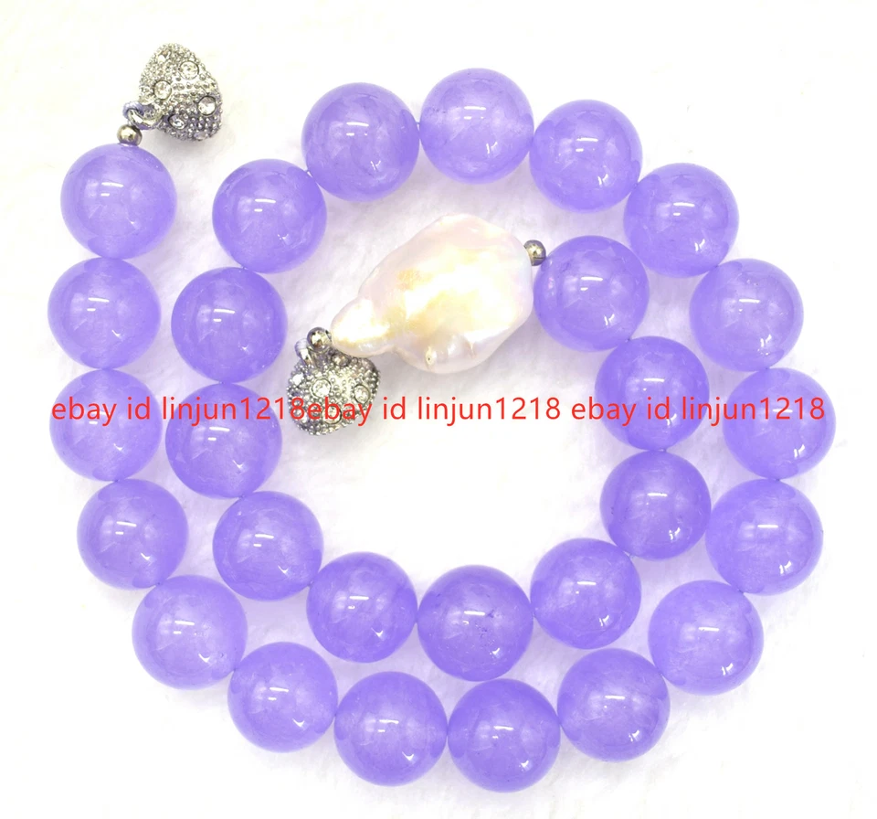 Raro Enorme Collar de Perlas Barrocas Blancas Piedras Preciosas Alejandrita Púrpura 14mm 18" Foto 2 de 4