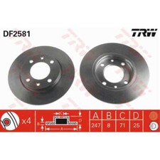 TRW 2x Bremsscheibe hinten 247 Voll für Peugeot 206 CC 2D 2A/C 2E/K