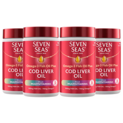 Seven Seas Lebertran plus Multivitamine Omega3 Fischöl - 90 Kapseln Packung