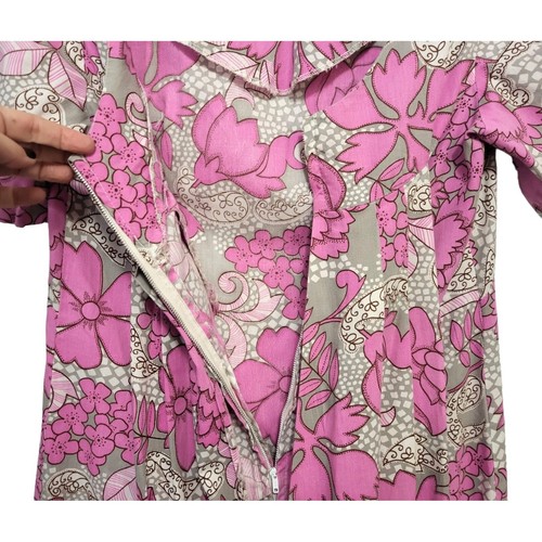 Vtg Kamehameha Hawaiian Dress Women Size SMALL Pink Floral Pake Muu Long Maxi - Picture 6 of 11