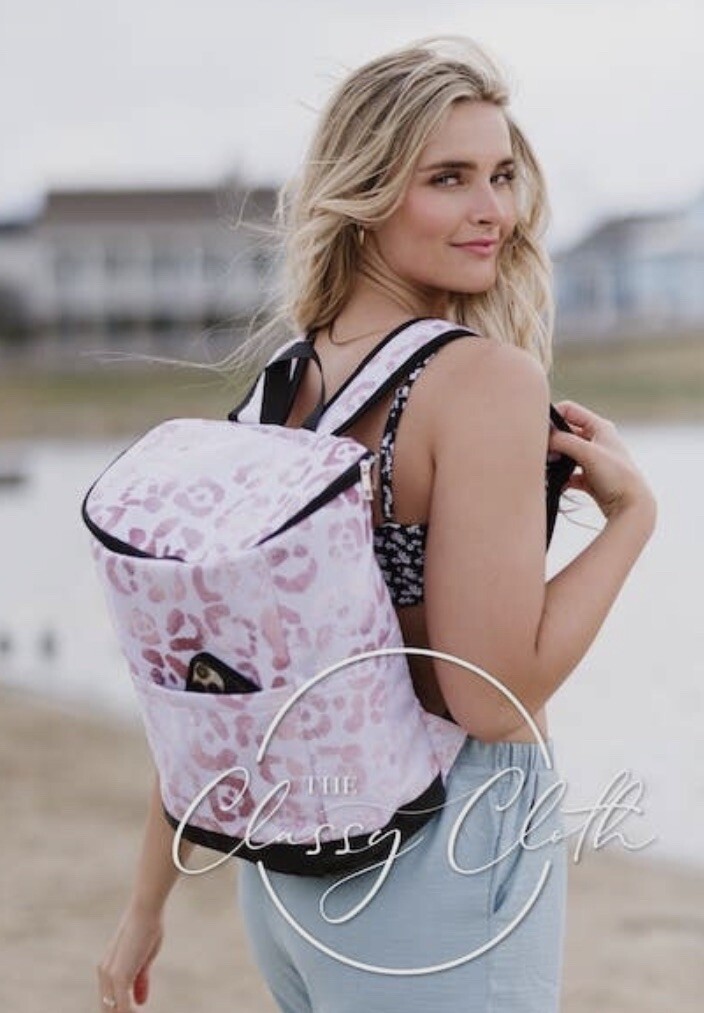 Pink Leopard Insulated Backpack Cooler for On-the-Go-image