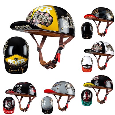 Motorcycle Helmets DOT Open Face Scooter Moped Jet Helmet Retro Baseball Cap