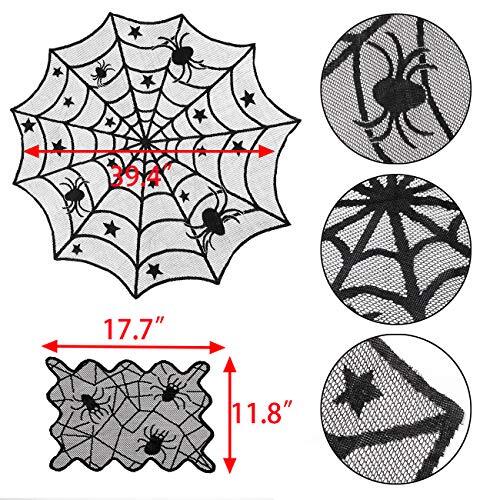 8 Pack Halloween Spider Cobweb Lace Tablecloth Set,Fireplace Mantel Scarf & - Picture 5 of 7