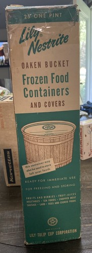 Vtg Lily Nestrite Oaken Bucket Frozen Food Containers/Covers Box Of 17 W/13 Lids - Picture 3 of 9