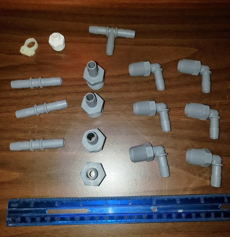 Plastic plumbing insert fittings assortment lot for tubing or PVC