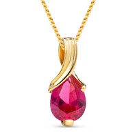Miore - Damen Halskette Aus Gelbgold, 9 Karat 375 Gold - Mit Rubin AnhäNger