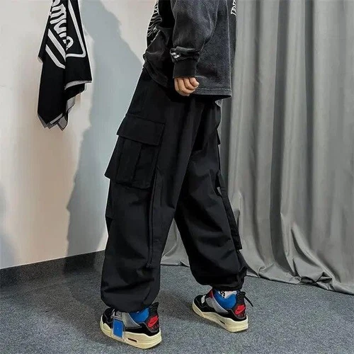 Mens Loose Wide Legs Overalls Casual Trousers Streets Baggy Cargo Pants Hip Hop - Bild 26 von 26