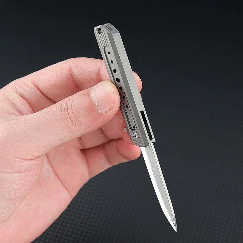 Titanium Alloy Pocket Folding Knife D2 Steel Blade Outdoor EDC Keychain Tool Titanium Alloy Pocket Folding Knife D2 Steel Blade Outdoor EDC Keychain Tool