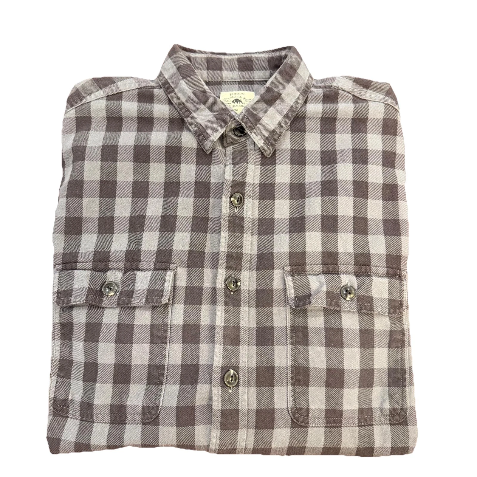 J.Crew Gray Buffalo Plaid Button Down Shirt Mens M Lumberjack Heritage Vgt Y2K