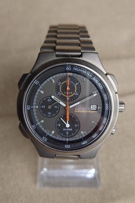 Seiko Chronograph Speedmaster Titanium Watch 7T42 Auth Japan