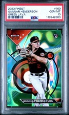 2023 Topps Finest #100 Gunnar Henderson RC Green Lava /99 Orioles - PSA 10