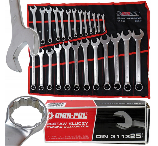 Maul RingschlüSsel Set 6–32Mm 25Tlg Crv Rolltasche Werkstatt SchlüSsel Satz-image