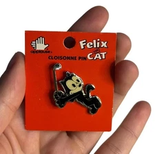 Vintage 1989 Felix the Cat Cloisonné Enamel Pin – Golfing Golfer, Applause NOS