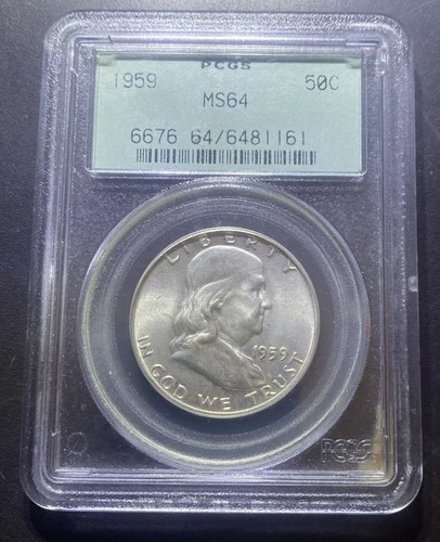 1959 FRANKLIN HALF DOLLAR PCGS MS 64🔥🪙🔥
