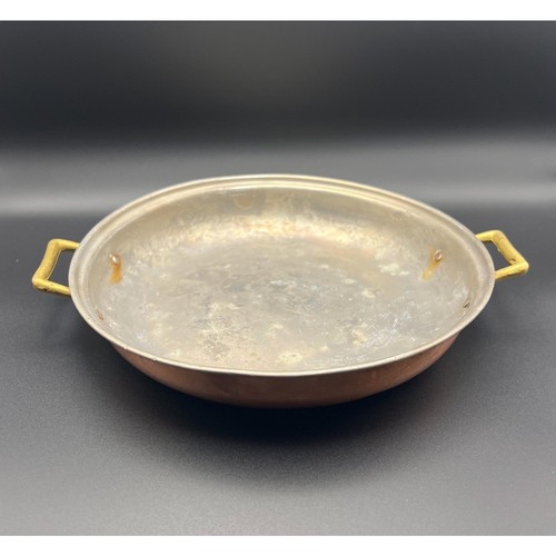Vintage Kupfer Gratin Pfanne mit Messinggriffen 8" Durchmesser