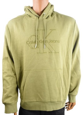 NWT $89 Calvin Klein Jeans Men's Hoodie Gothic Olive Sweatshirt Embroidered Logo