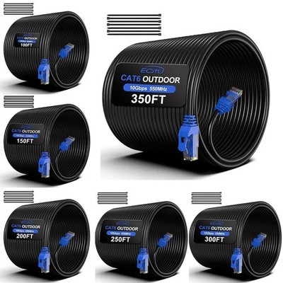 150FT Cat6 Outdoor Ethernet Cable In-Ground Heavy Duty Direct Burial 24AWG CC...