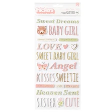 American Crafts Hello Little Girl Thickers Stickers 159/Pkg-Phrase - 3 Pack
