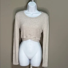 Altar'd State Intimates Soft Cropped Top Size M Beige Long Sleeve Excellent