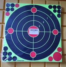 12X12" Splatter Adhesive Bullseye Yellow Shooting Target 25Ct X5