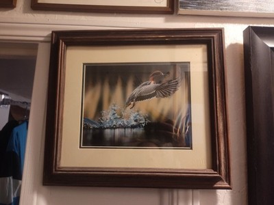 D Nicholson Miller Framed Ducks Picture, Splash I, Personalized note on the back