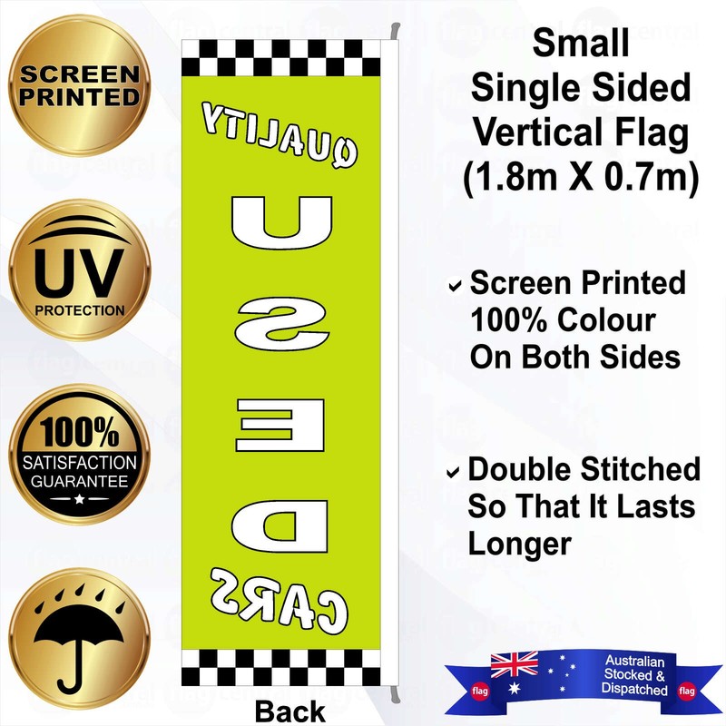 A - QUALITY USED CARS Green Vertical 70cm x 180cm Flag - 2