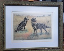 Henry Wilkinson - Flat Coated Retrievers Farbradierung signiert Auflage 51/250