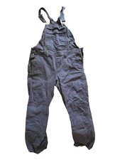 Dickies Women's Slate Blue Canvas Bib Overalls Double Knee Carpenter Size L