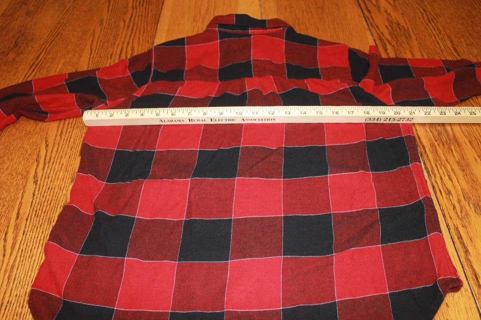 Abercrombie & Fitch Shirt Mens Large Red Black Plaid Flannel Button Up ...