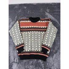 Vtg Dale Of Norway Pure New Wool Crewneck Sweater Knit Fair Isle Red Gray M