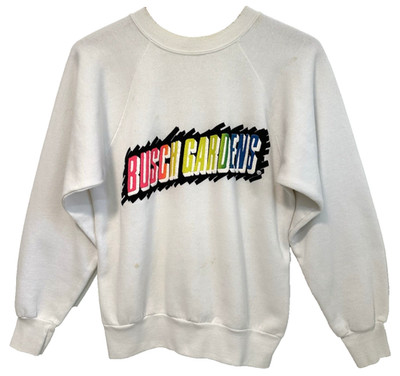 S/M Vtg 90s Busch Gardens Puffy Distressed Skate Grunge Boxy 50/50 Sweatshirt
