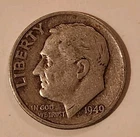 1949 P Roosevelt Dime Circulated 90% Silver