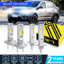 For Renault Logan 2015-2019 White 6500K LED Headlight Bulbs High-Low Beam H1 H7